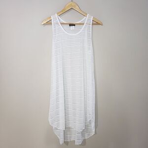 Jordan Taylor Medium Large White Grey Sleeveless Sheer high-low Swim Coverup